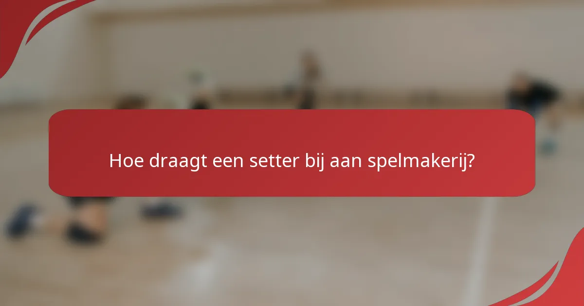 Hoe draagt een setter bij aan spelmakerij?